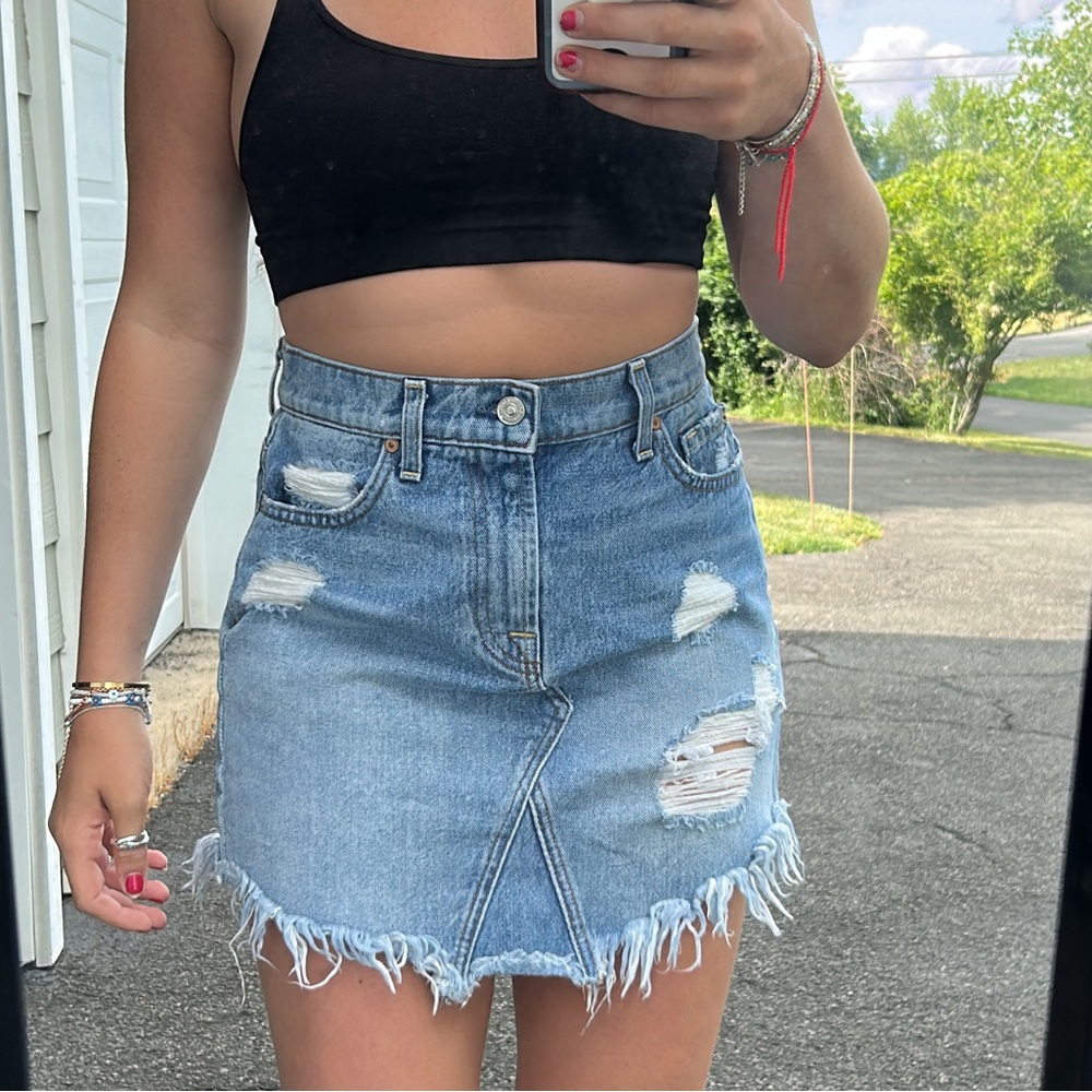 Free people mini denim skirt